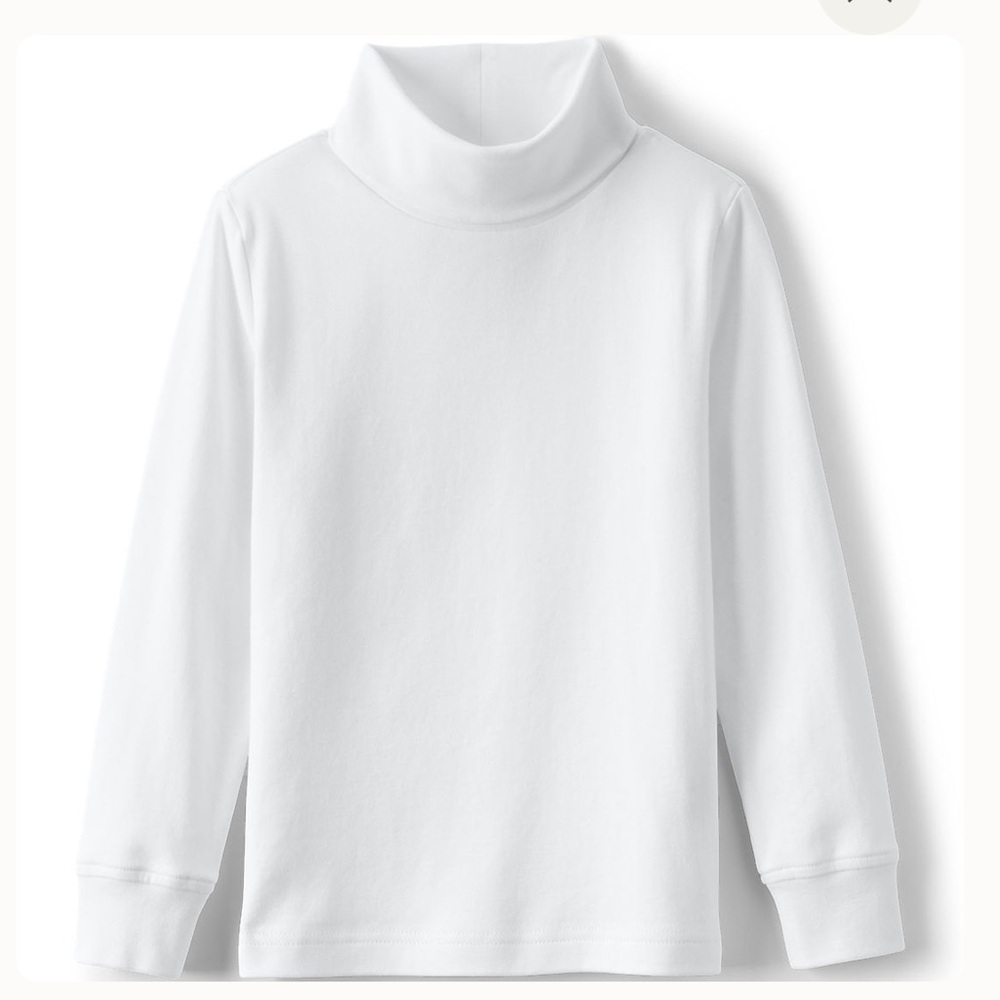 Lands’ End Classic White Kids Long Sleeve Turtleneck Shirt, Size L 14/16